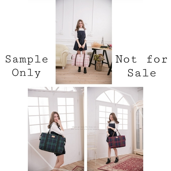 Waterproof Plaid Extra Large Travel Tote Luggage Weekender Duffel Trolley Sleeve - Picture 7 of 10